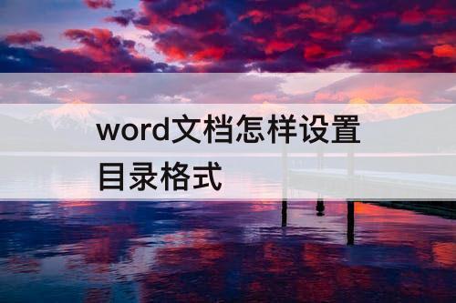 word文档怎样设置目录格式