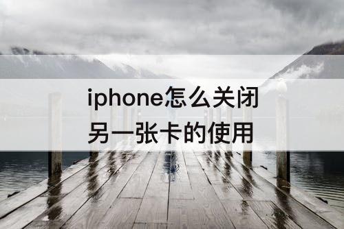 iphone怎么关闭另一张卡的使用