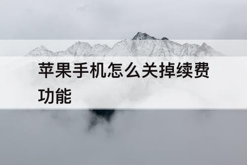 苹果手机怎么关掉续费功能