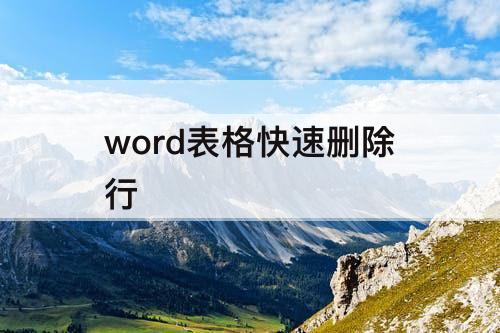word表格快速删除行