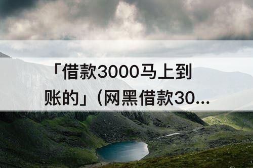 「借款3000马上到账的」(网黑借款3000马上到账的)