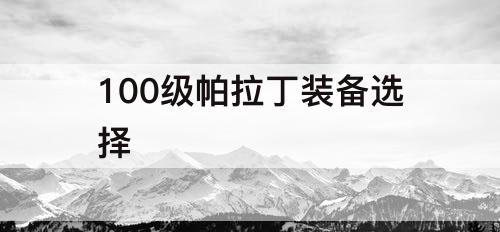 100级帕拉丁装备选择