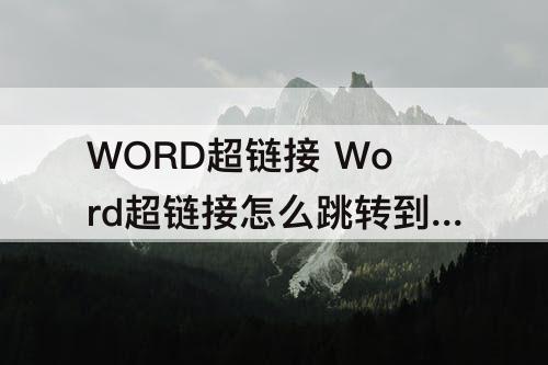 WORD超链接 Word超链接怎么跳转到指定的网站