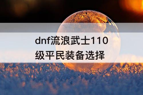 dnf流浪武士110级平民装备选择