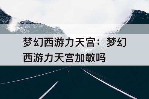 梦幻西游力天宫：梦幻西游力天宫加敏吗