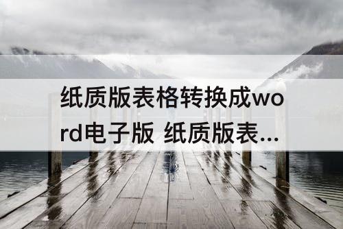纸质版表格转换成word电子版 纸质版表格转换成word电子版的免费软件