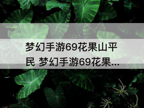 梦幻手游69花果山平民 梦幻手游69花果山平民多少伤害合格