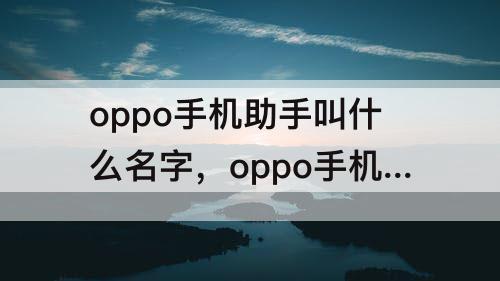 oppo手机助手叫什么名字，oppo手机助手叫什么名字视频