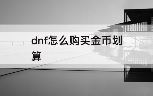 dnf怎么购买金币划算