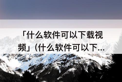 「什么软件可以下载视频」(什么软件可以下载视频到相册)