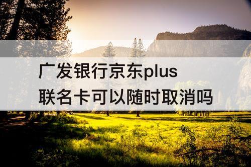 广发银行京东plus联名卡可以随时取消吗