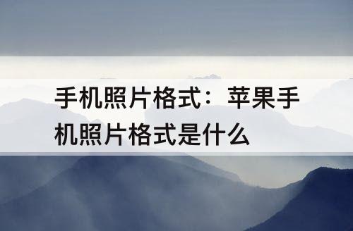 手机照片格式：苹果手机照片格式是什么
