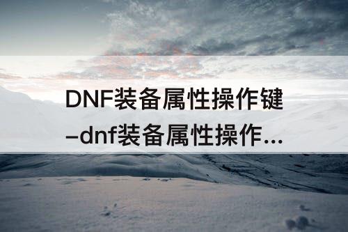DNF装备属性操作键-dnf装备属性操作键是哪个键