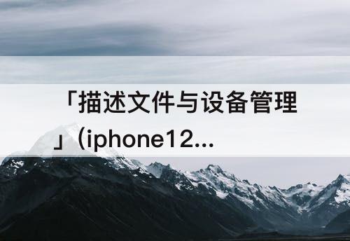 「描述文件与设备管理」(iphone12没有描述文件与设备管理)