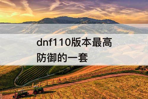 dnf110版本最高防御的一套