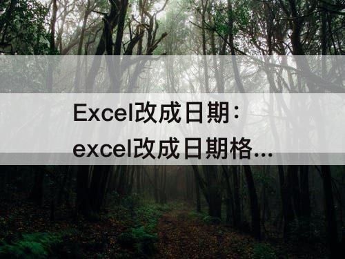 Excel改成日期：excel改成日期格式变成x
