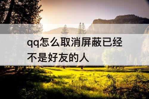 qq怎么取消屏蔽已经不是好友的人