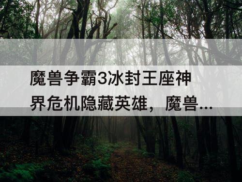 魔兽争霸3冰封王座神界危机隐藏英雄，魔兽争霸3冰封王座神界危机隐藏英雄4.6