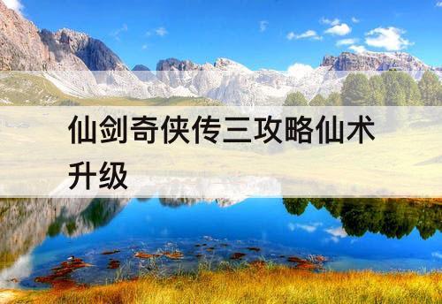 仙剑奇侠传三攻略仙术升级