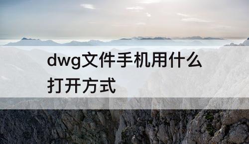 dwg文件手机用什么打开方式