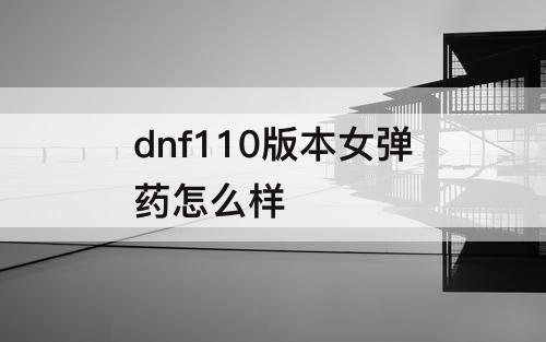 dnf110版本女弹药怎么样
