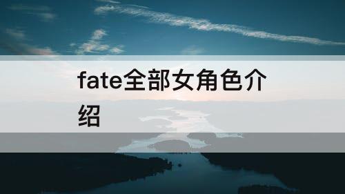 fate全部女角色介绍