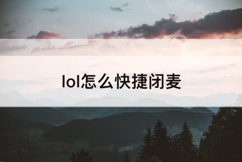 lol怎么快捷闭麦