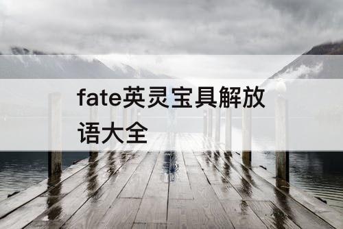 fate英灵宝具解放语大全