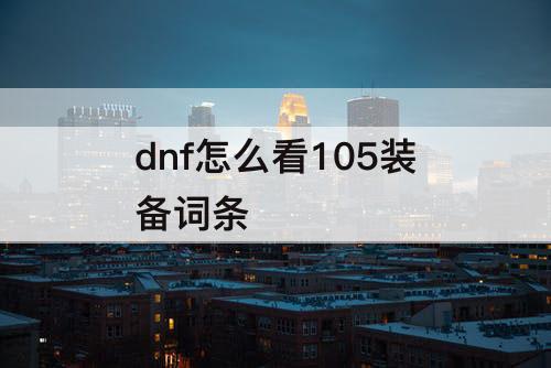 dnf怎么看105装备词条