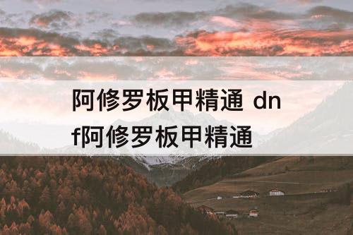 阿修罗板甲精通 dnf阿修罗板甲精通