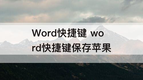 Word快捷键 word快捷键保存苹果