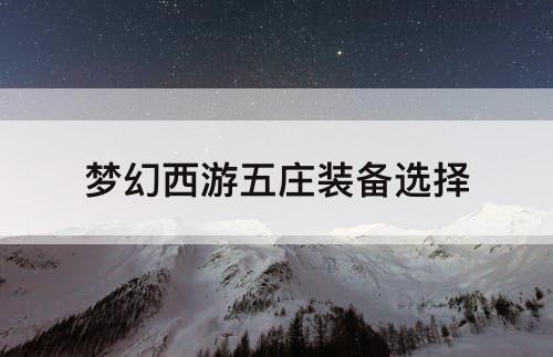 梦幻西游五庄装备选择