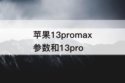苹果13promax参数和13pro
