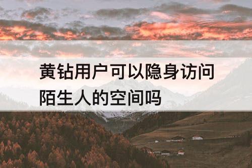 黄钻用户可以隐身访问陌生人的空间吗