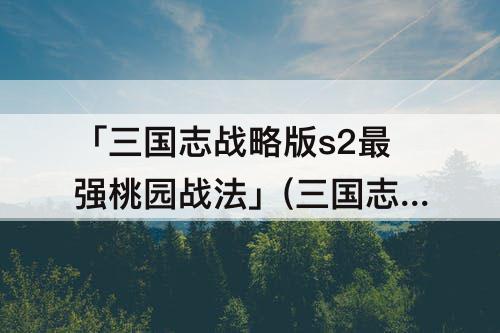 「三国志战略版s2最强桃园战法」(三国志战略版s2最强桃园战法搭配)