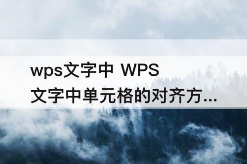 wps文字中 WPS文字中单元格的对齐方式包括