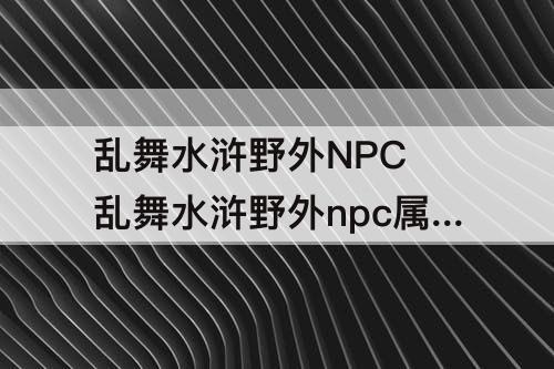 乱舞水浒野外NPC 乱舞水浒野外npc属性表