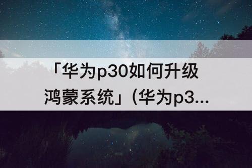 「华为p30如何升级鸿蒙系统」(华为p30如何升级鸿蒙系统3.0)