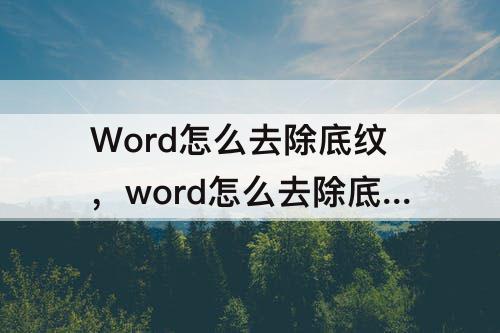 Word怎么去除底纹，word怎么去除底纹水印