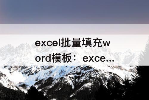 excel批量填充word模板：excel批量填充word模板生成多页