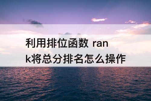利用排位函数 rank将总分排名怎么操作