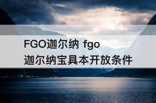 FGO迦尔纳 fgo迦尔纳宝具本开放条件