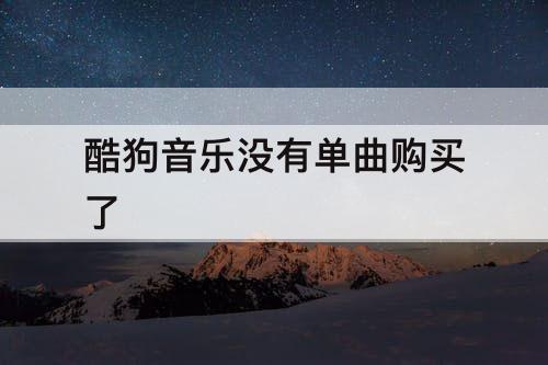 酷狗音乐没有单曲购买了