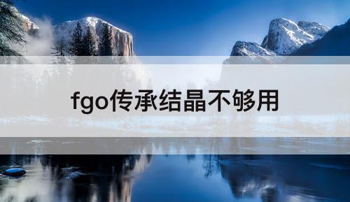 fgo传承结晶不够用