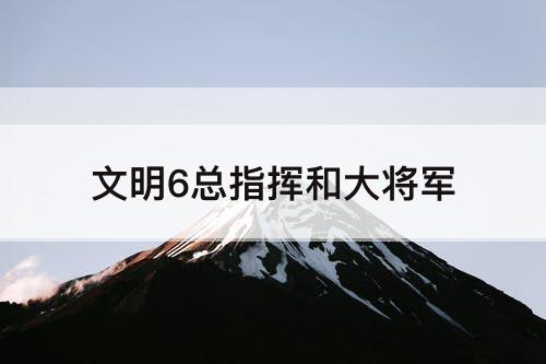 文明6总指挥和大将军