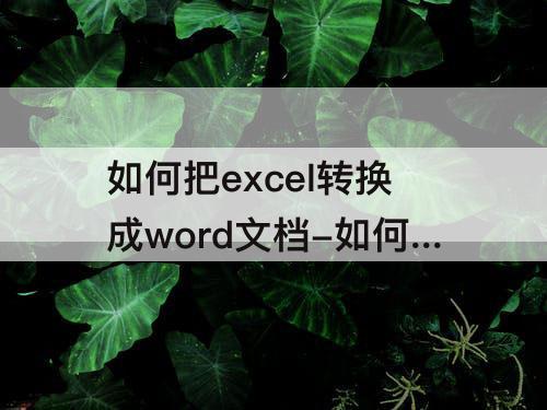 如何把excel转换成word文档-如何把excel转换成word文档格式不变