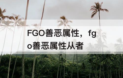 FGO善恶属性，fgo善恶属性从者