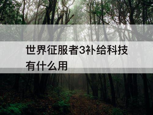 世界征服者3补给科技有什么用
