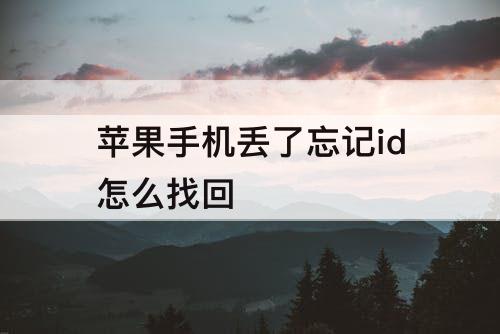 苹果手机丢了忘记id怎么找回