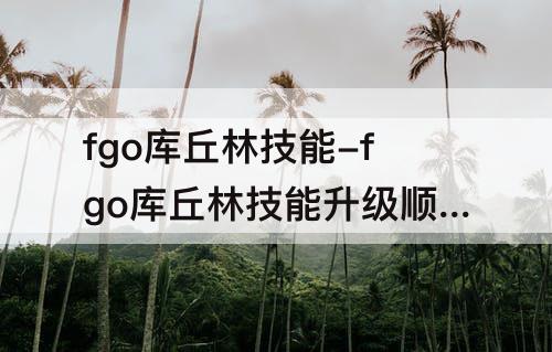 fgo库丘林技能-fgo库丘林技能升级顺序